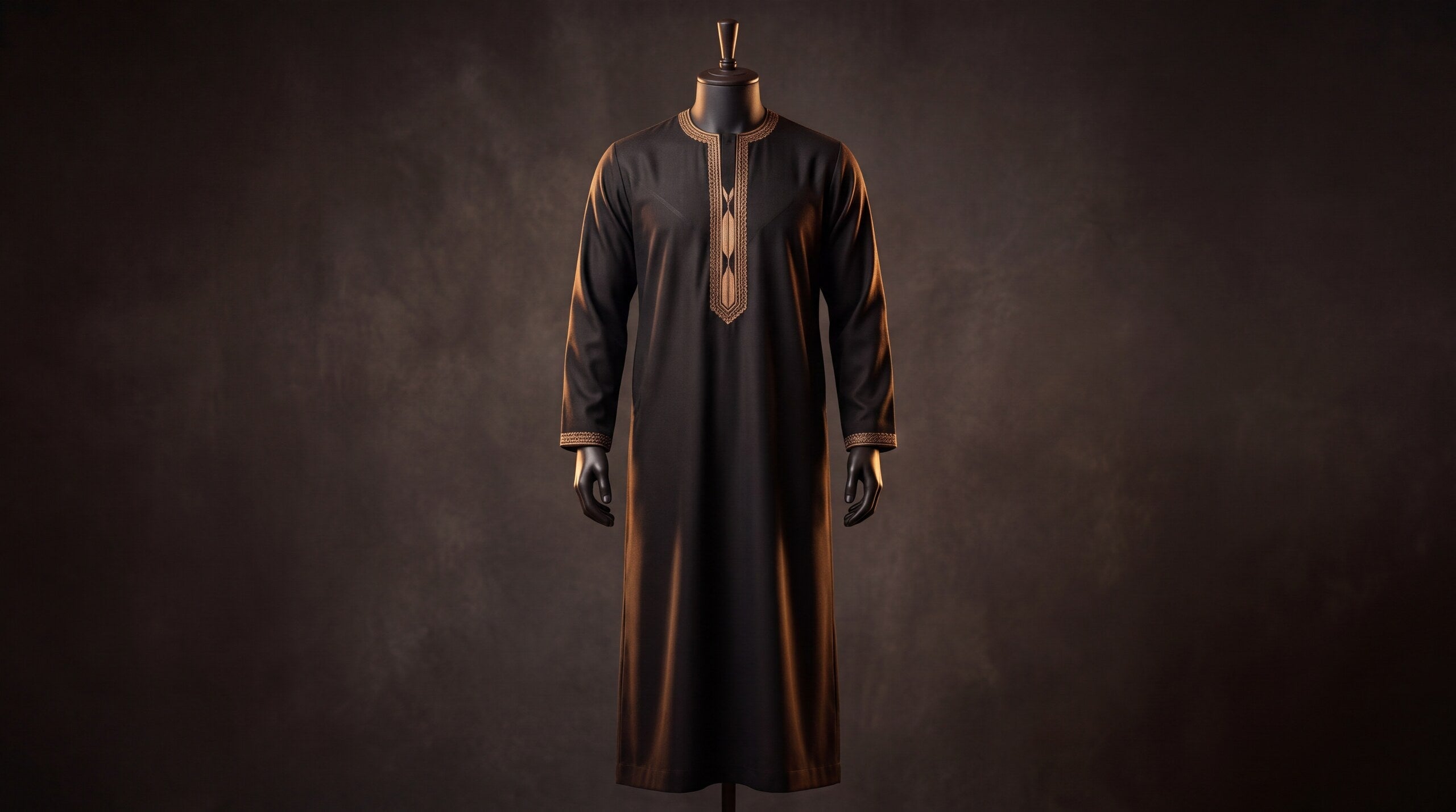Black embroidered thobe for a Nikah or Muslim wedding