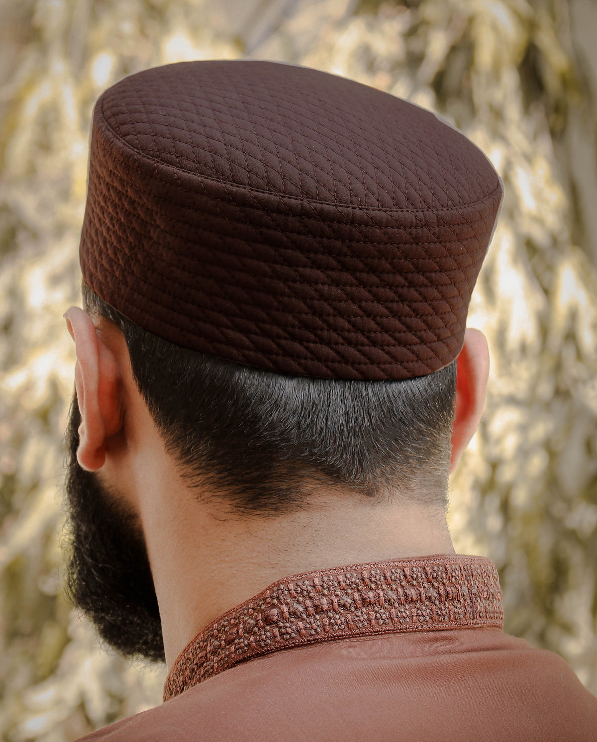 Men's Grid Quilted Kufi Topi – Classic Structured Cap