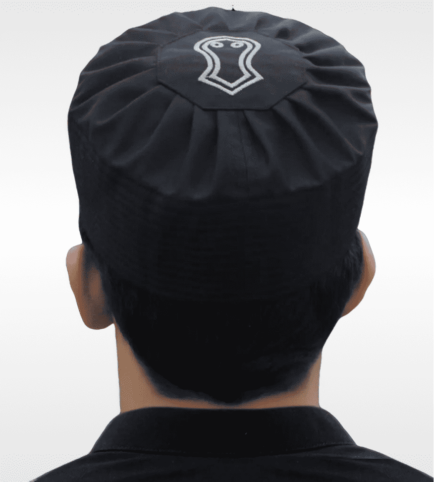 Islamic kufi prayer cap, front view