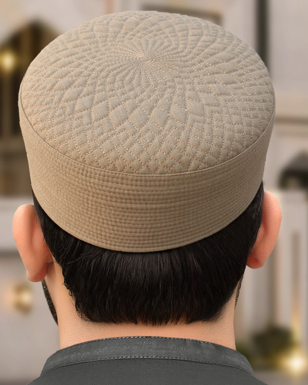 Rocky Ridge Zamzam Kufi showing intricate radial quilting and durable structure.