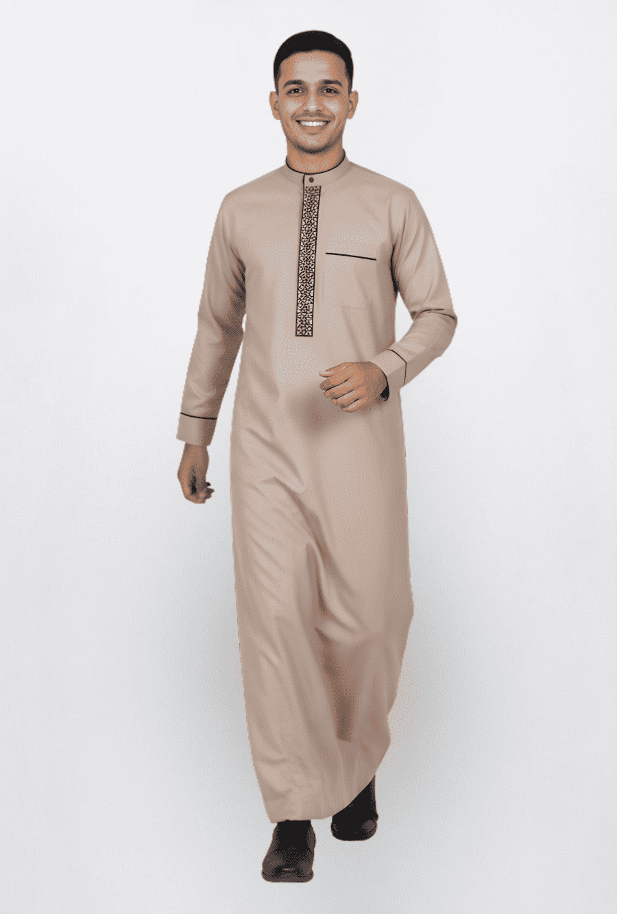 Sand beige honeycomb thobe fabric texture detail