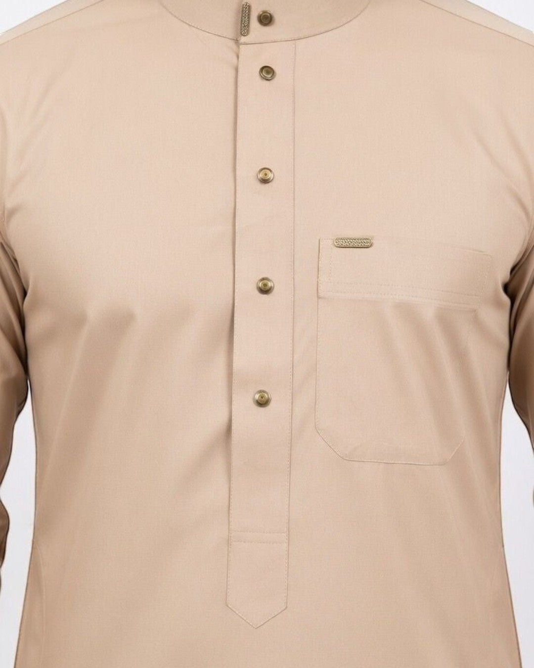 Premium Sand Beige Men's Thobe | Formal Button-Down Jubba