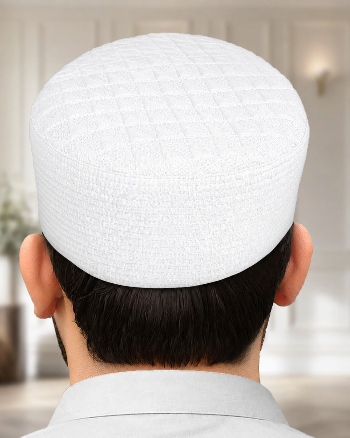 Men's Diamond Stitch Kufi Topi – Textured Prayer Cap