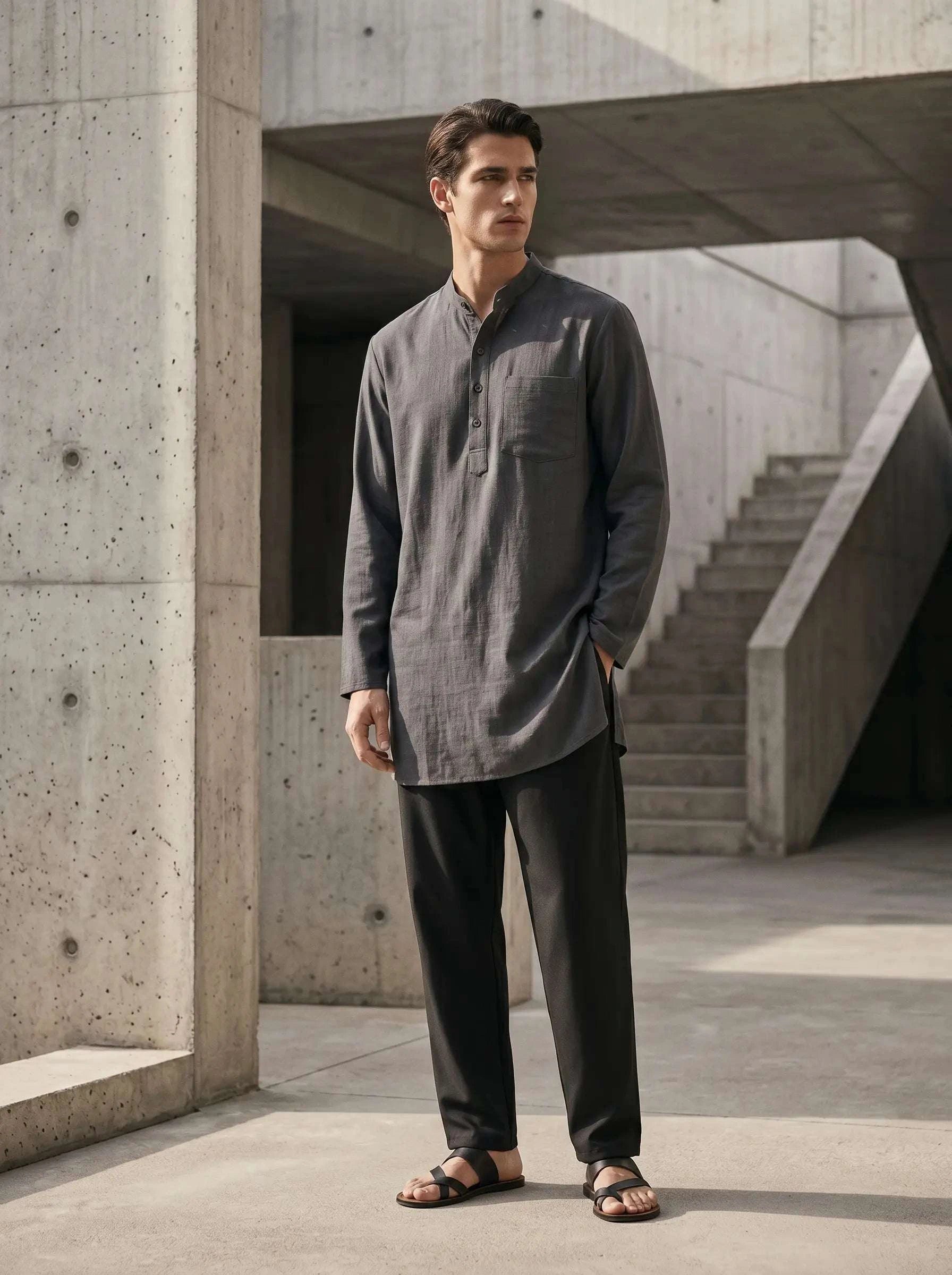 Black formal pants for men, full front view