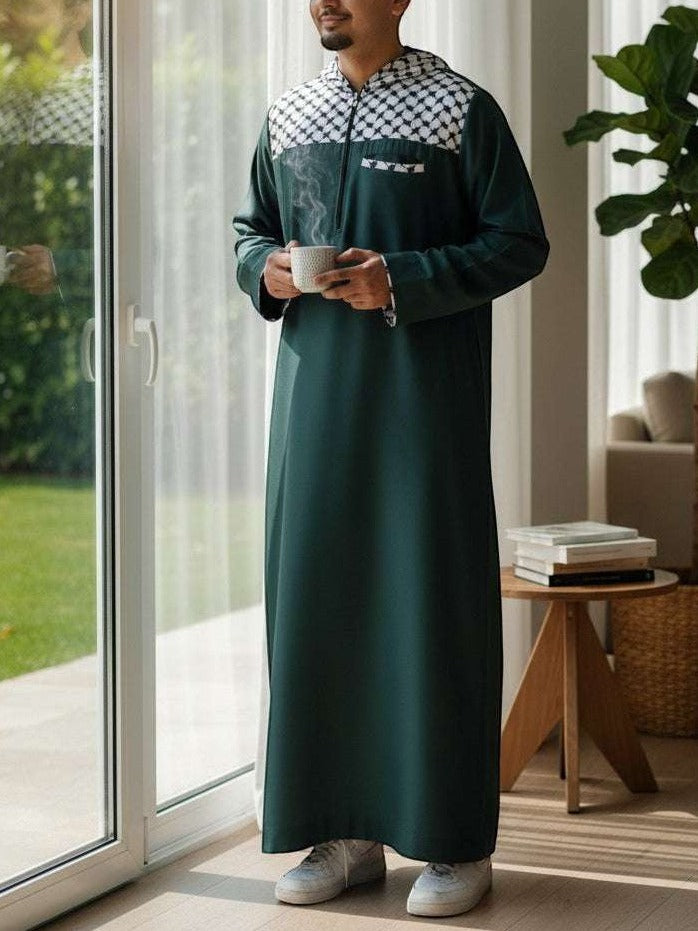 Green Palestinian hoodie thobe