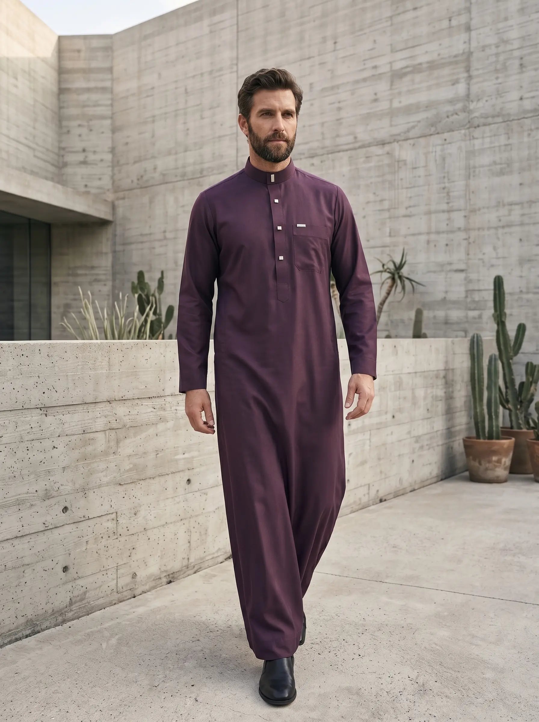 Premium Minimalist Maroon Thobe