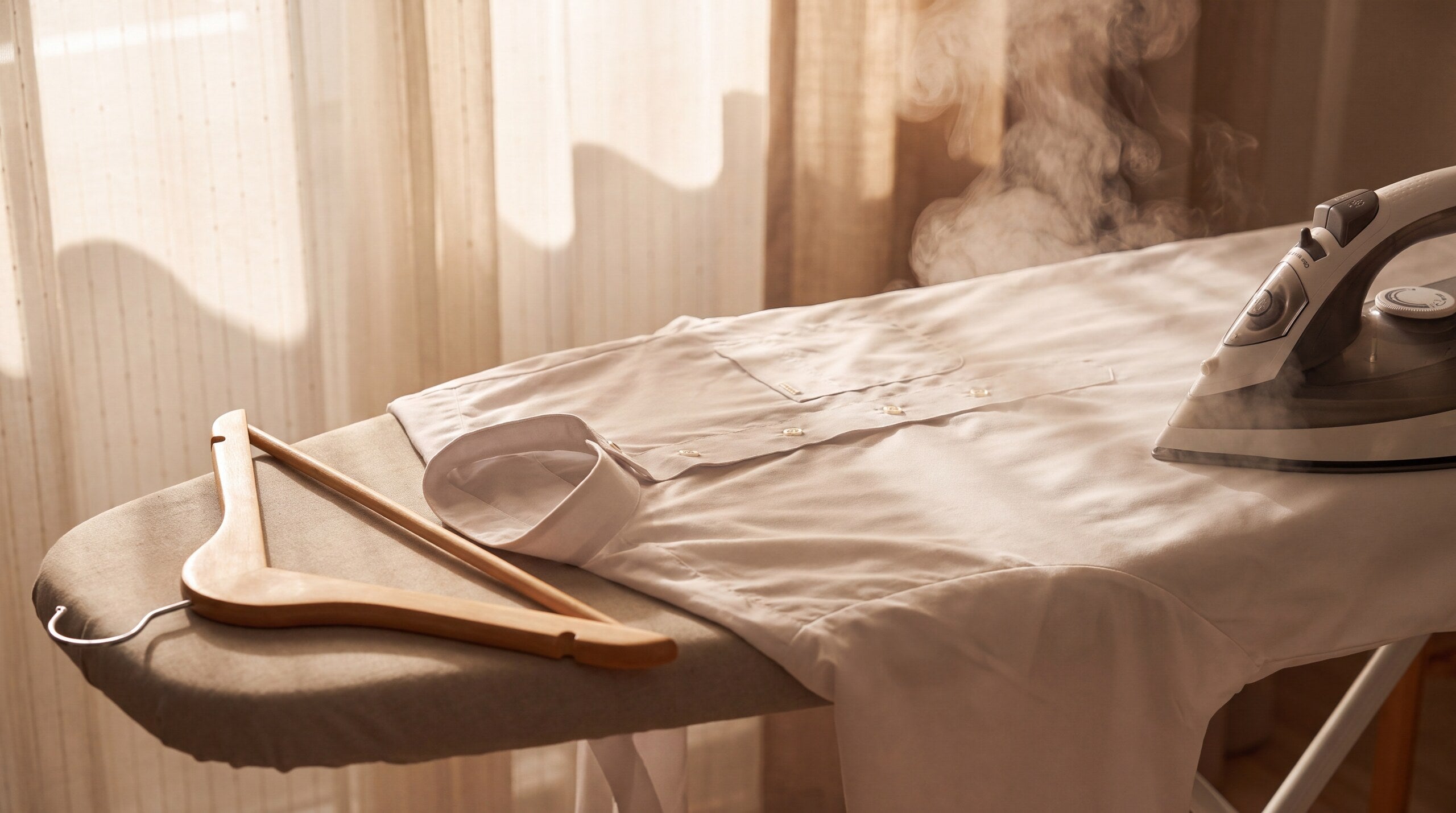 Ironing a white thobe