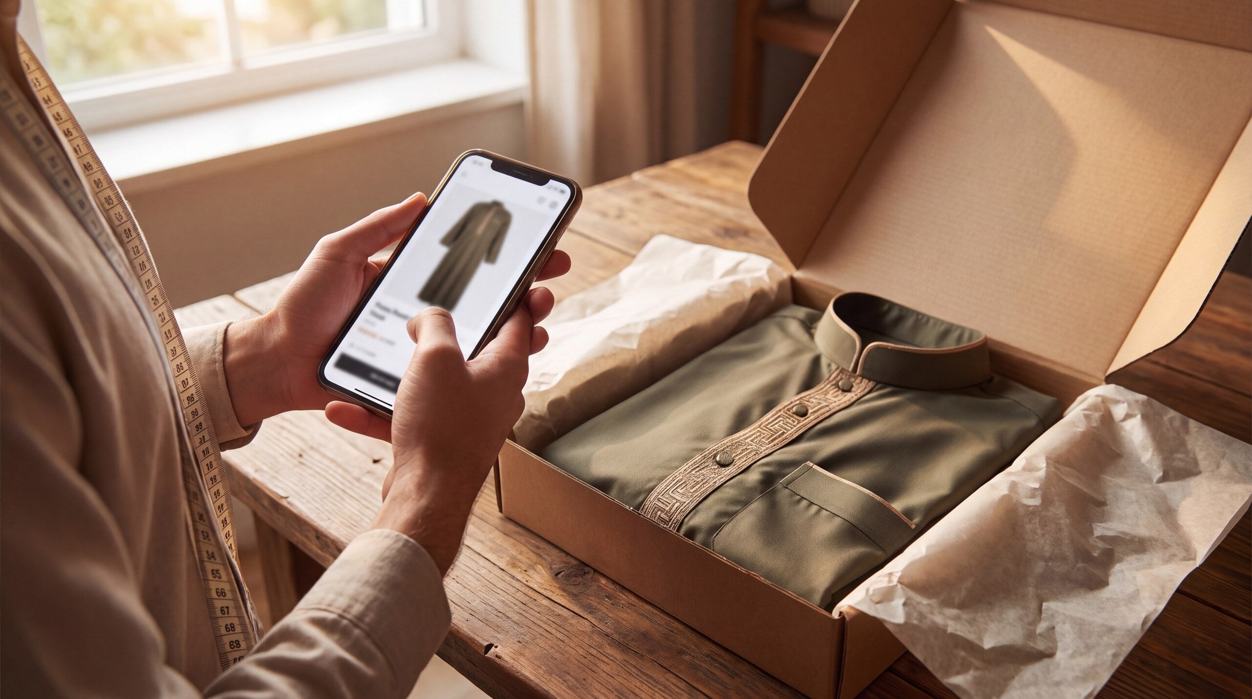 Shopping for an olive green thobe online