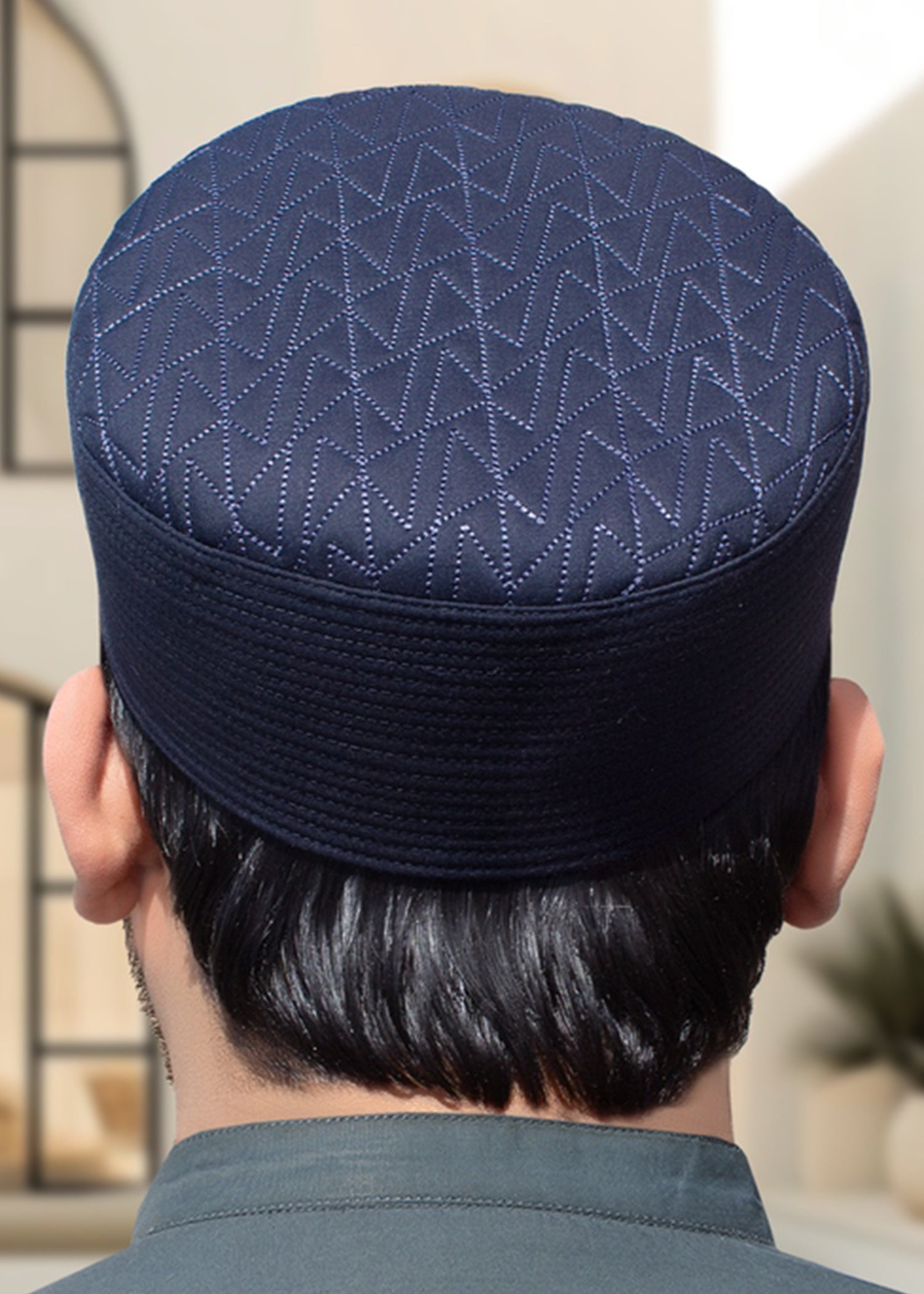 Badar Kufi: Chevron Quilted Topi - Shop Premium Islamic Headwear