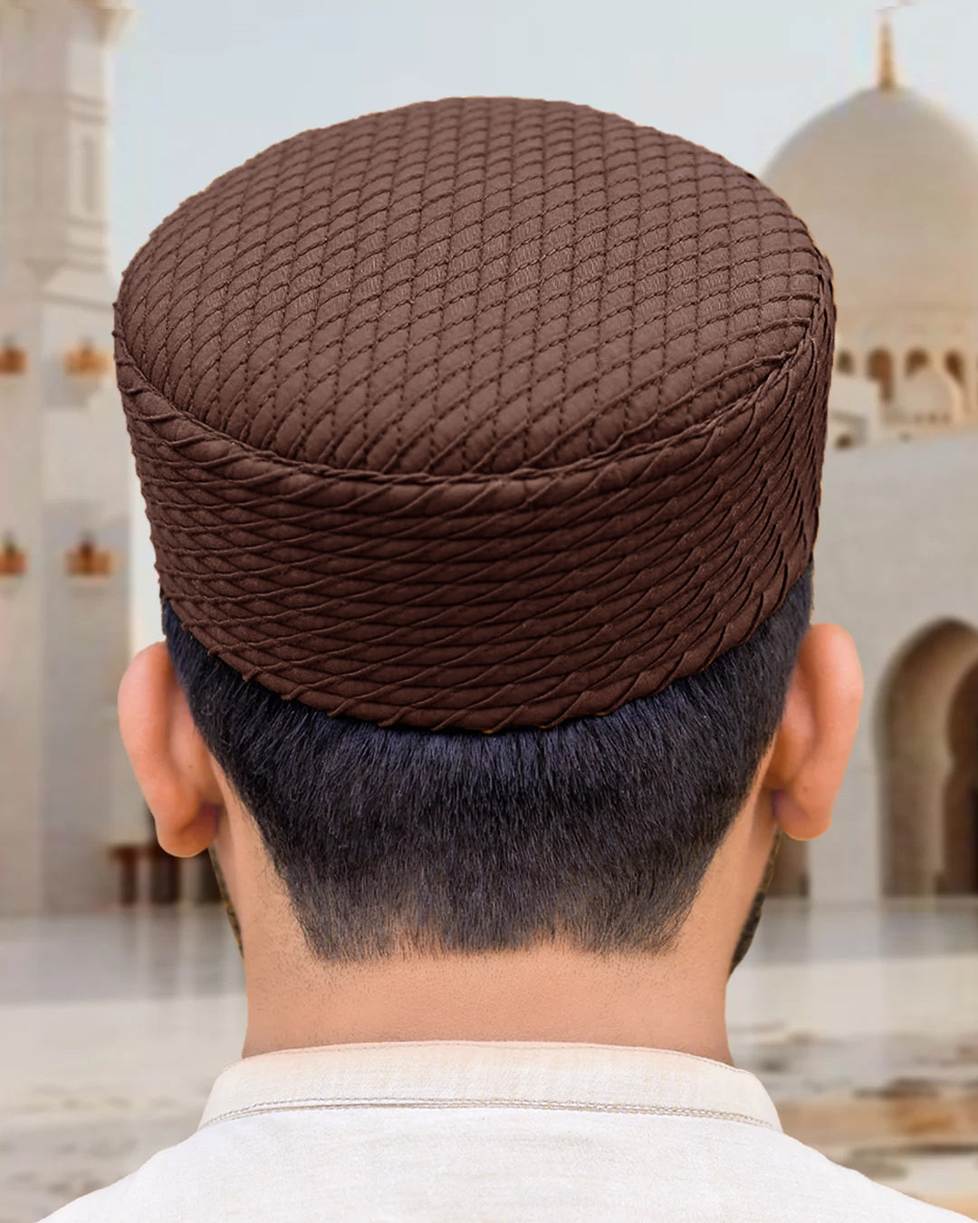 Men's Diagonal Weave Kufi Topi – Textured Structured Cap
