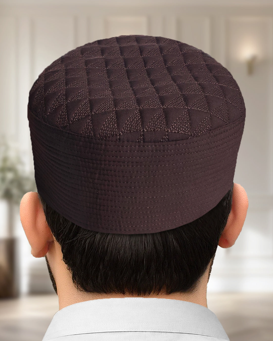 Men's Diamond Stitch Kufi Topi – Textured Prayer Cap