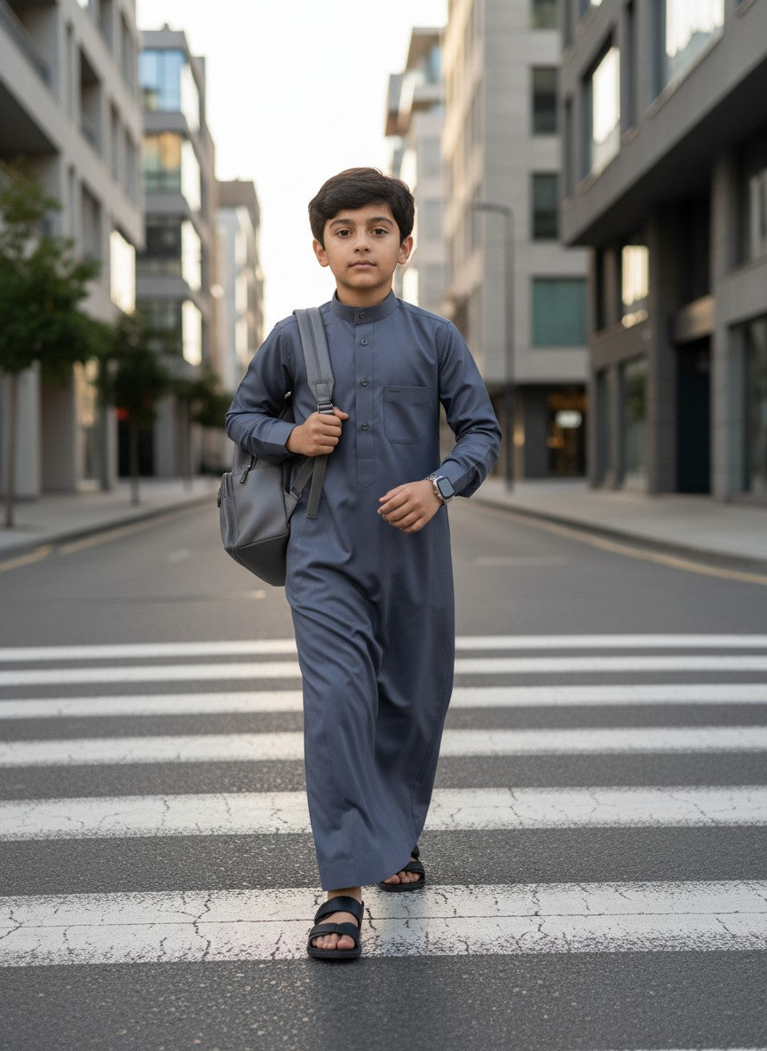 Premium Slate Blue Thobe for Boys (Kids Jubba)