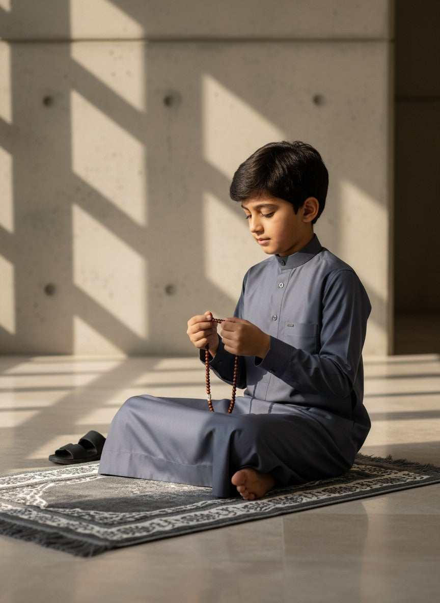 Premium Slate Blue Thobe for Boys (Kids Jubba)