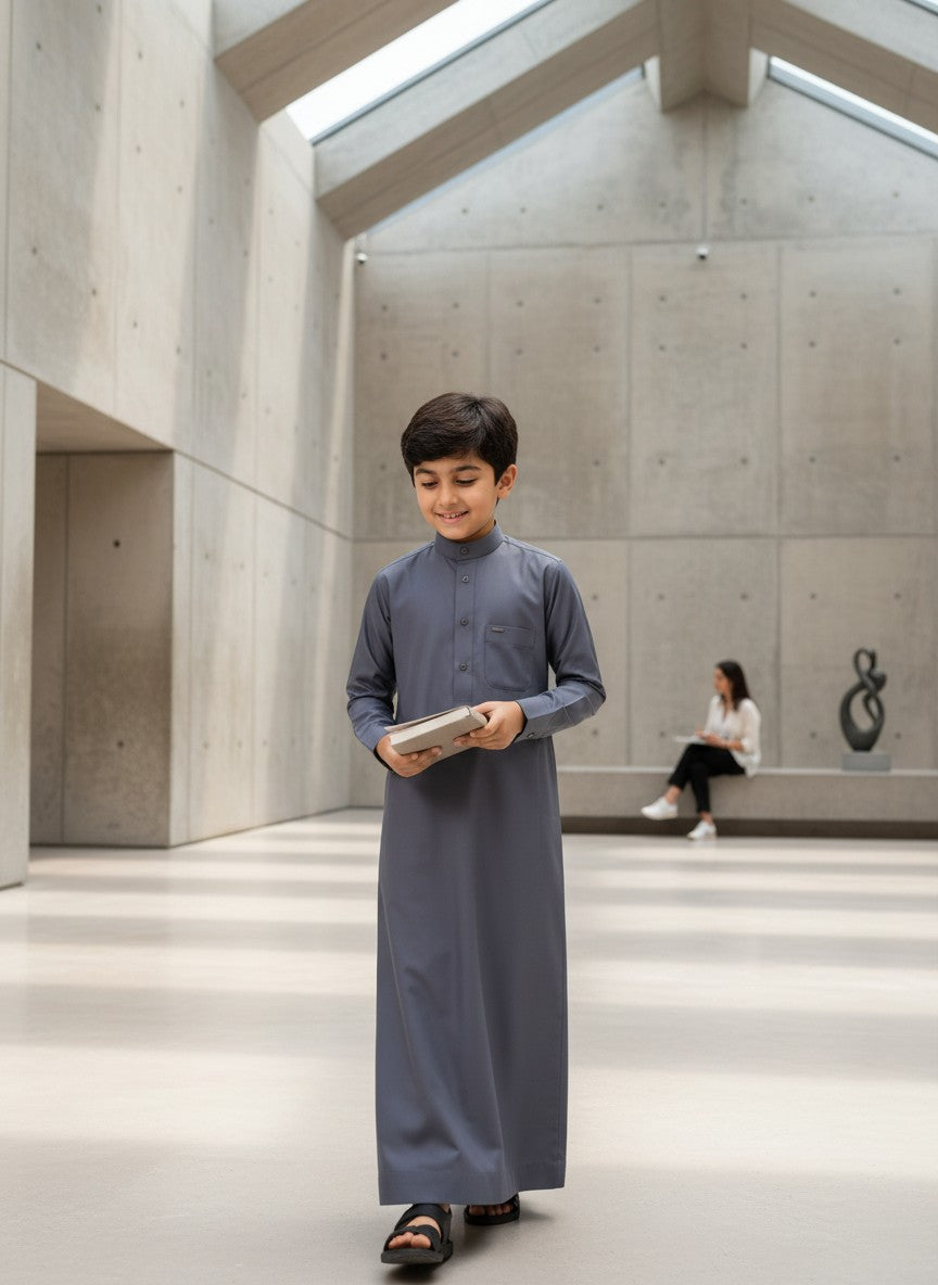 Premium Slate Blue Thobe for Boys (Kids Jubba)