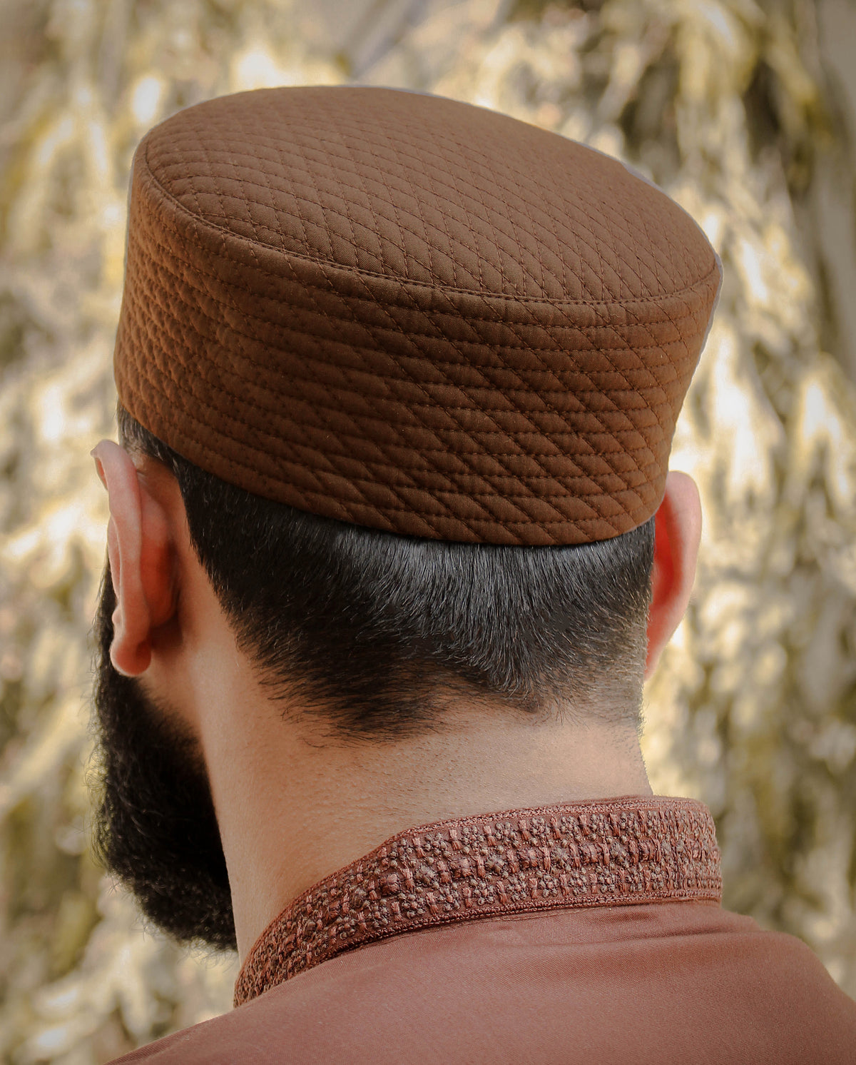 Men's Grid Quilted Kufi Topi – Classic Structured Cap