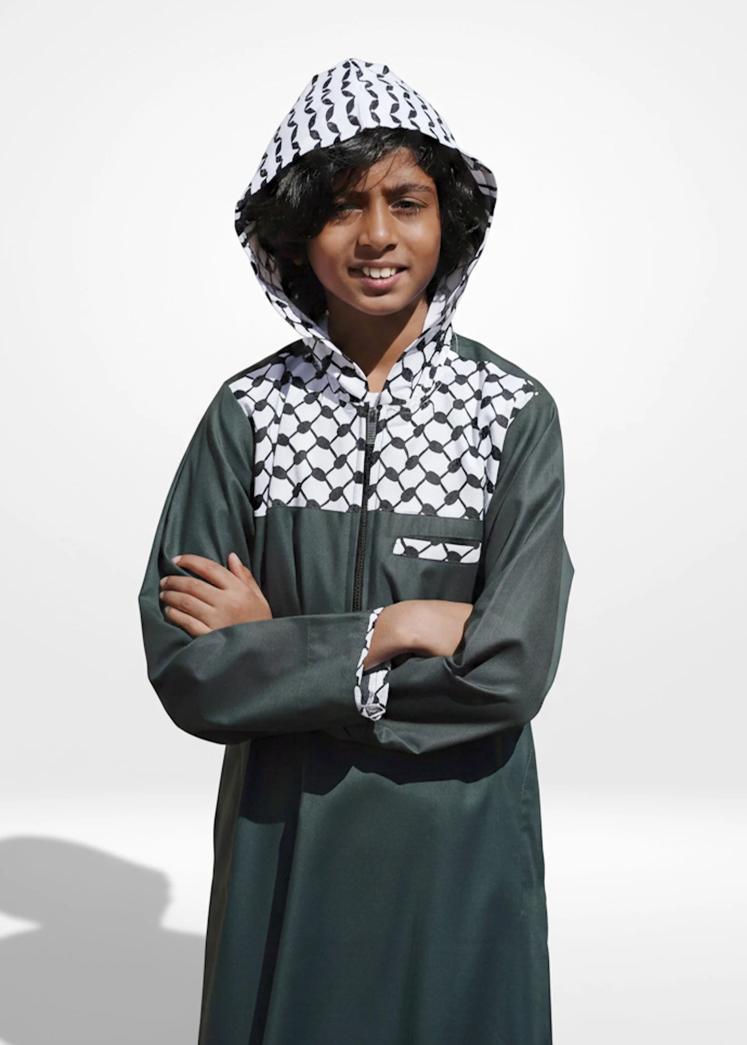 Green Palestine Hoodie Kids Thobe