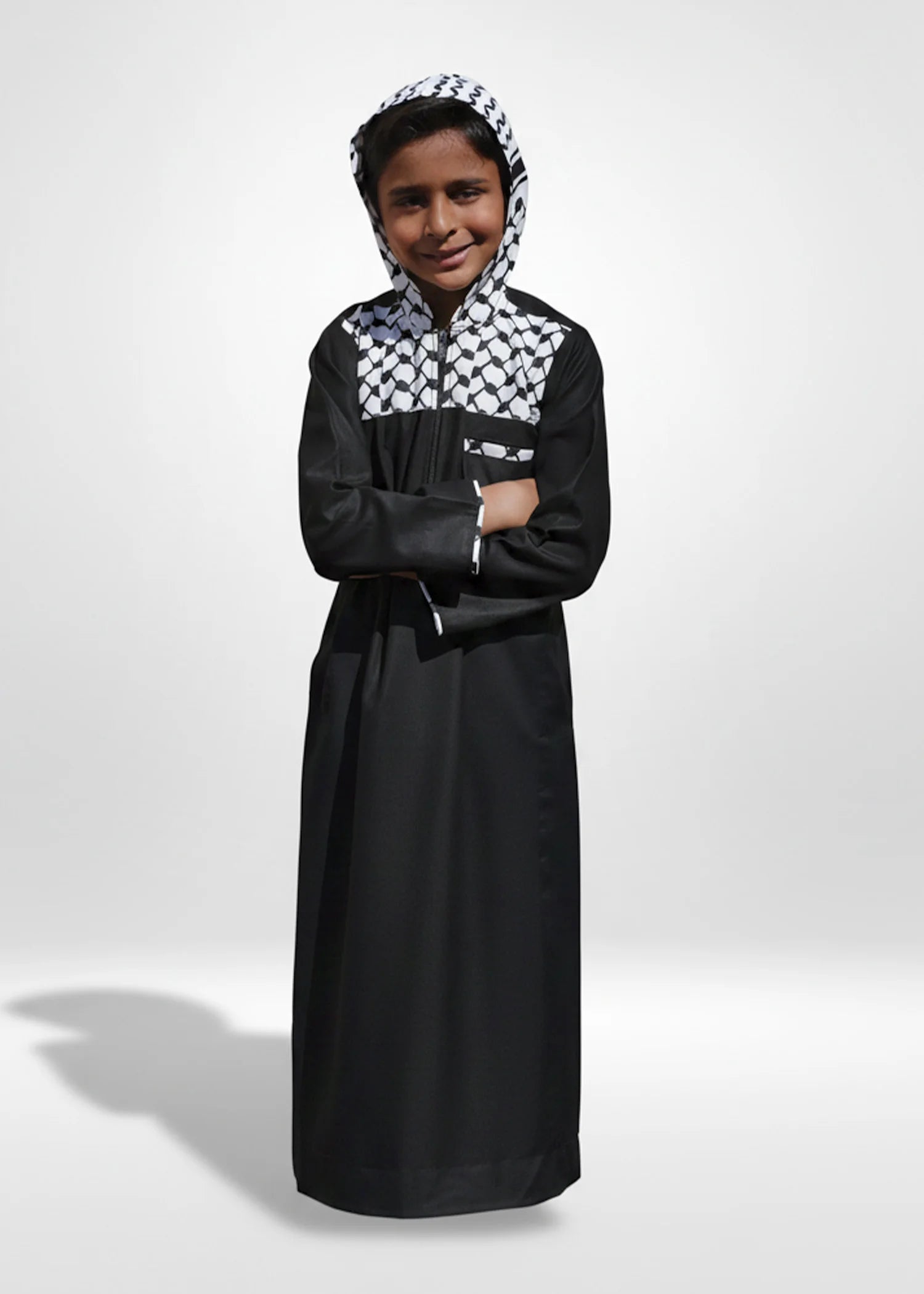 Black Palestine Hoodie Kids Thobe