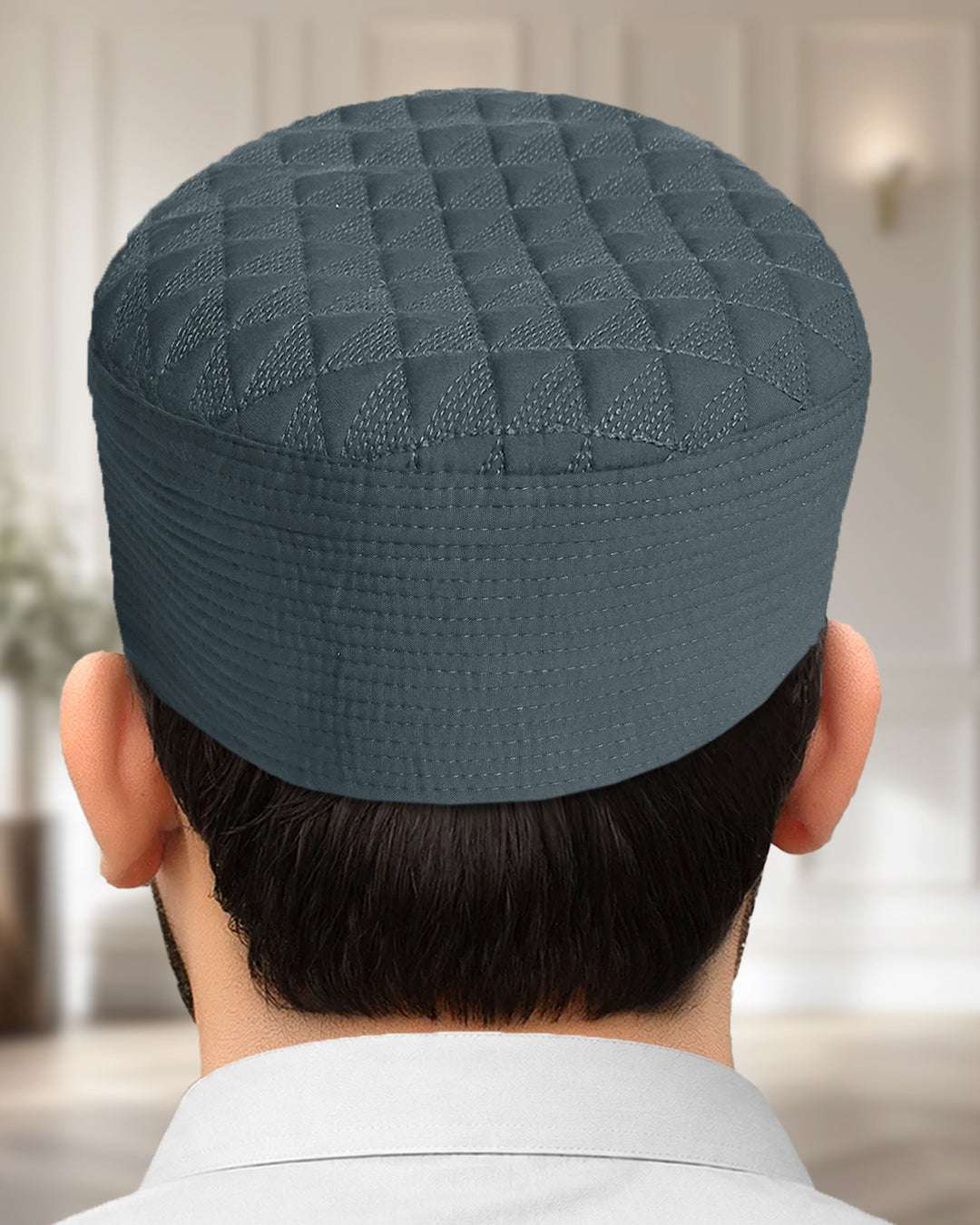 Men's Diamond Stitch Kufi Topi – Textured Prayer Cap