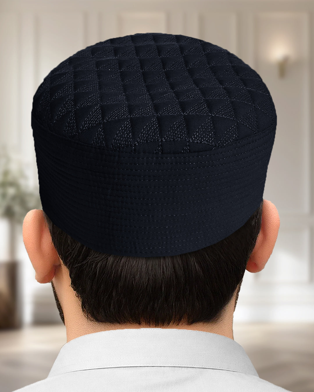 Men's Diamond Stitch Kufi Topi – Textured Prayer Cap