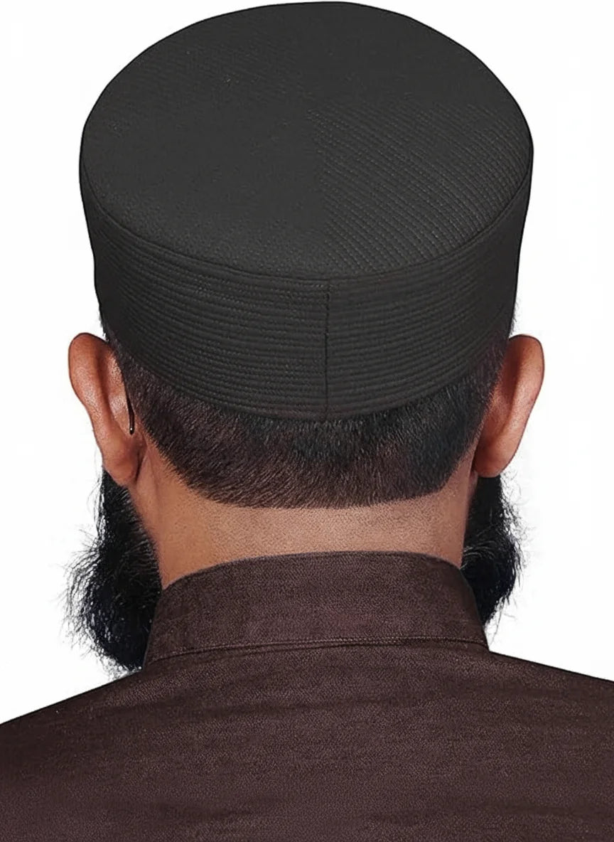 Close-up of the breathable, non-shrinking fabric texture on the prayer cap.