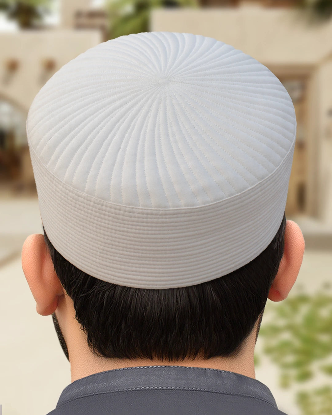 Off-White Islamic Taqiyah with close fit, guaranteed to maintain its size and shape.