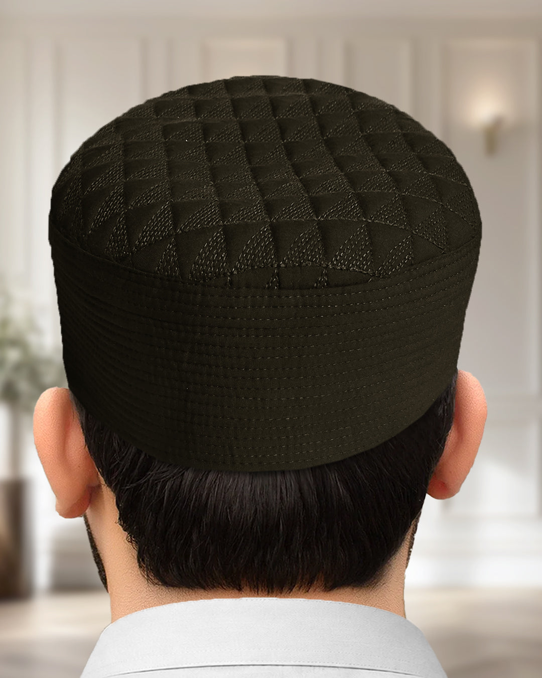 Men's Diamond Stitch Kufi Topi – Textured Prayer Cap