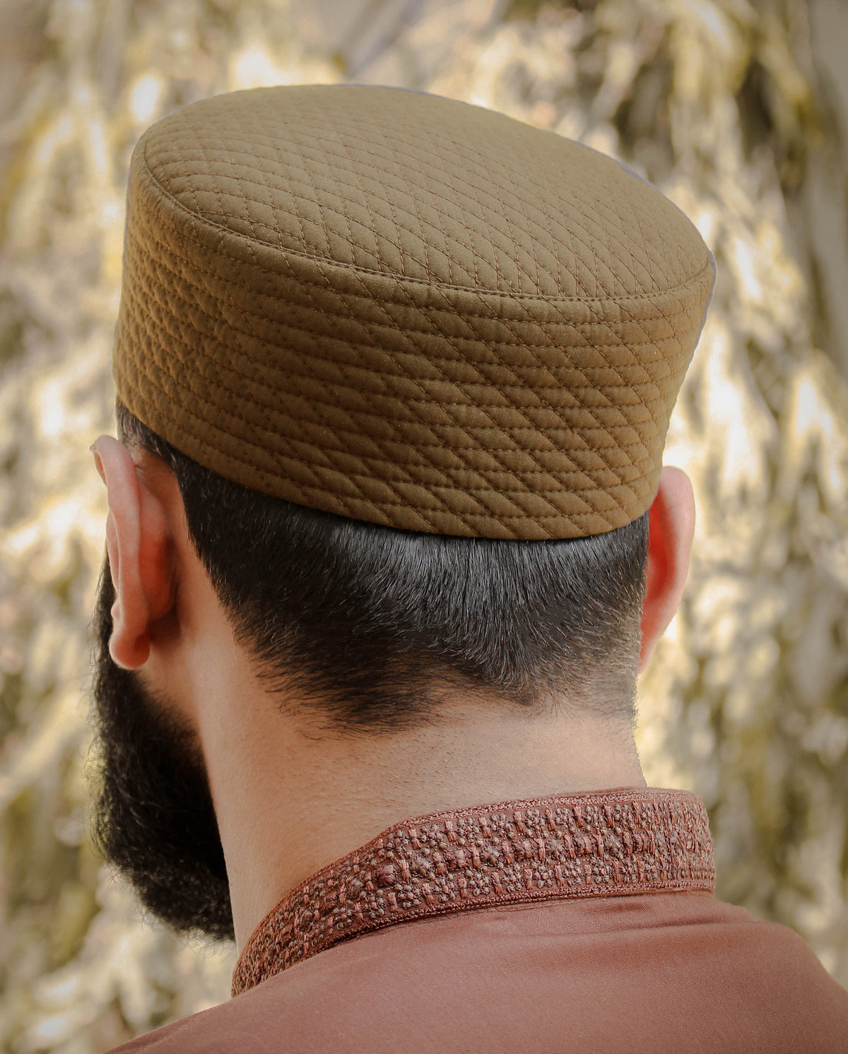 Men's Grid Quilted Kufi Topi – Classic Structured Cap