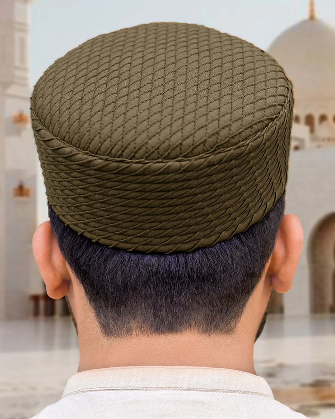 Men's Diagonal Weave Kufi Topi – Textured Structured Cap