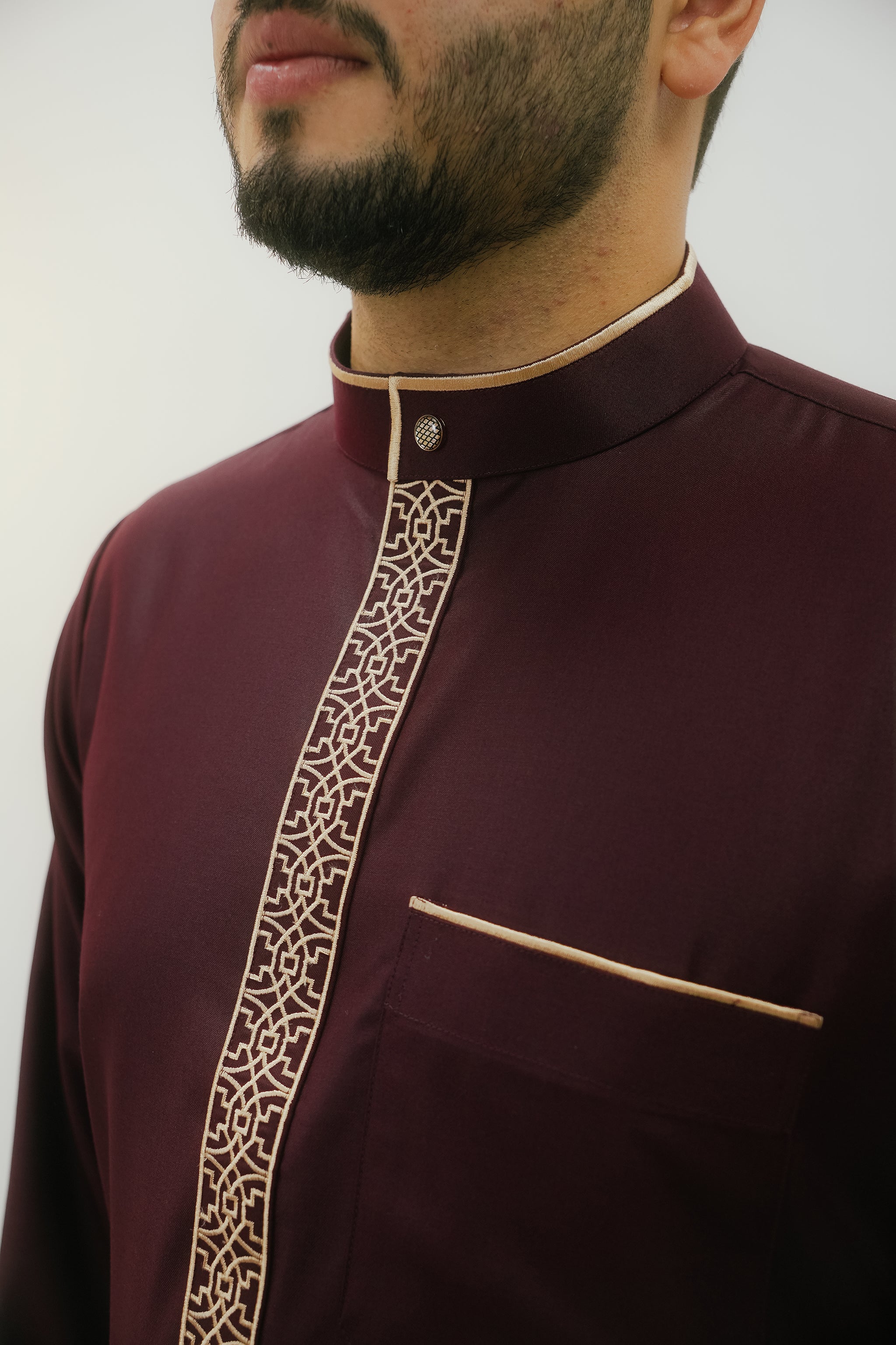 Men's Maroon Executive Thobe – Bronze Embroidery