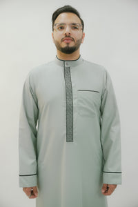 Men's Light Green Thobe – Embroidered Collar