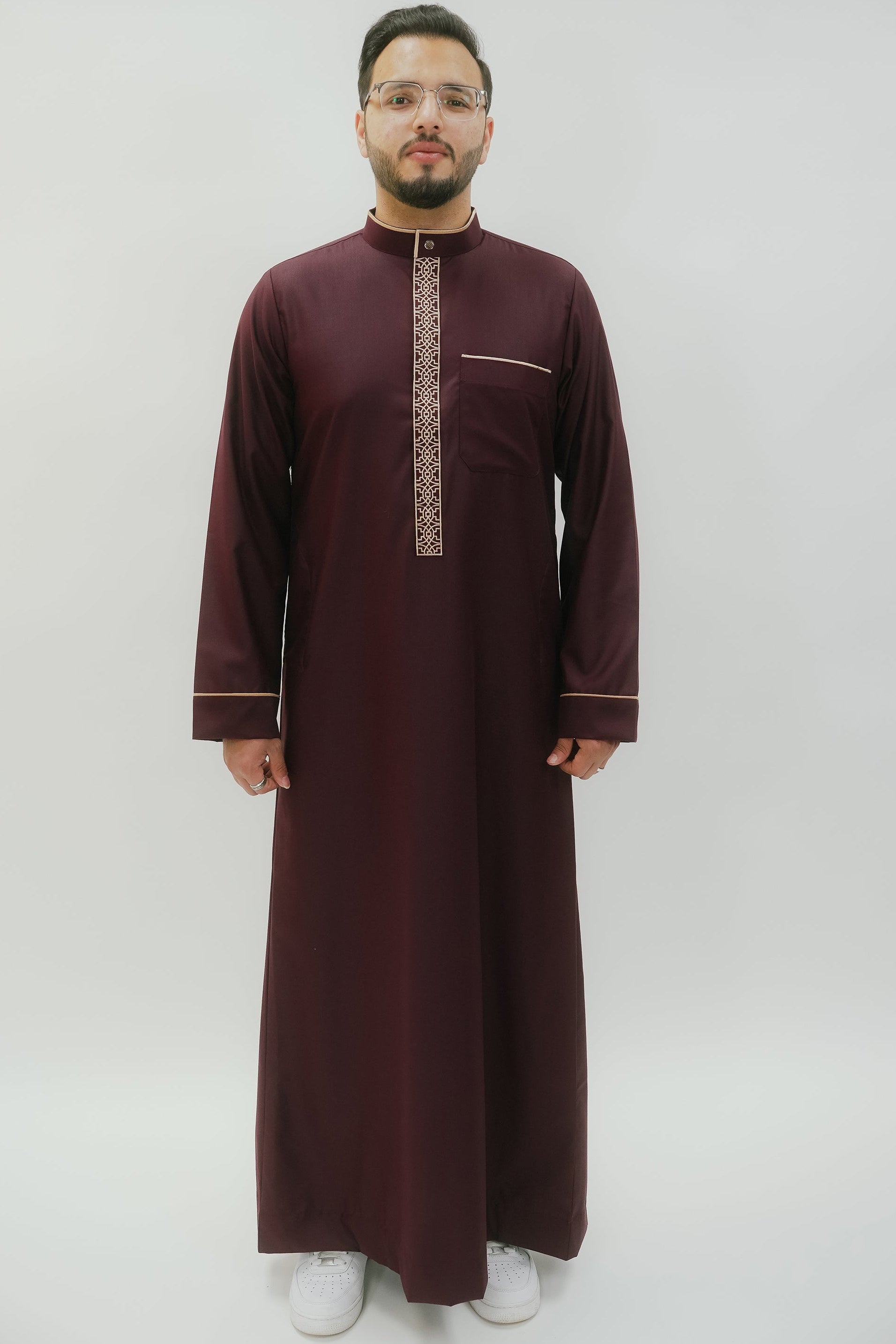 Men's Maroon Executive Thobe – Bronze Embroidery