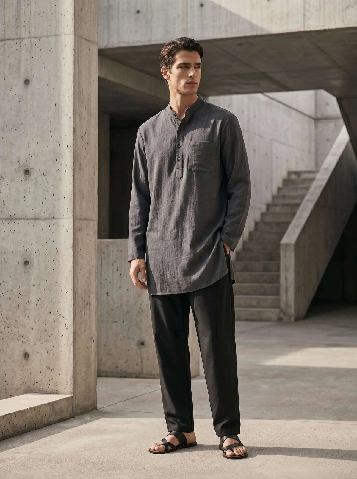 Black formal pants for men, full front view