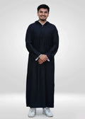 Men's Black Hooded Thobe – Sporty Trim