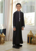 Boys' Black Thobe – Kufiya Embroidery Jubba