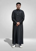 Men's Black Thobe – Mandarin Collar Daily Wear