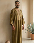 Men's Bronze Moroccan Thobe – Gold Embroidery