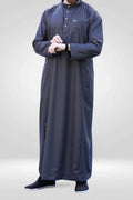 Men's Charcoal Thobe – Mandarin Collar