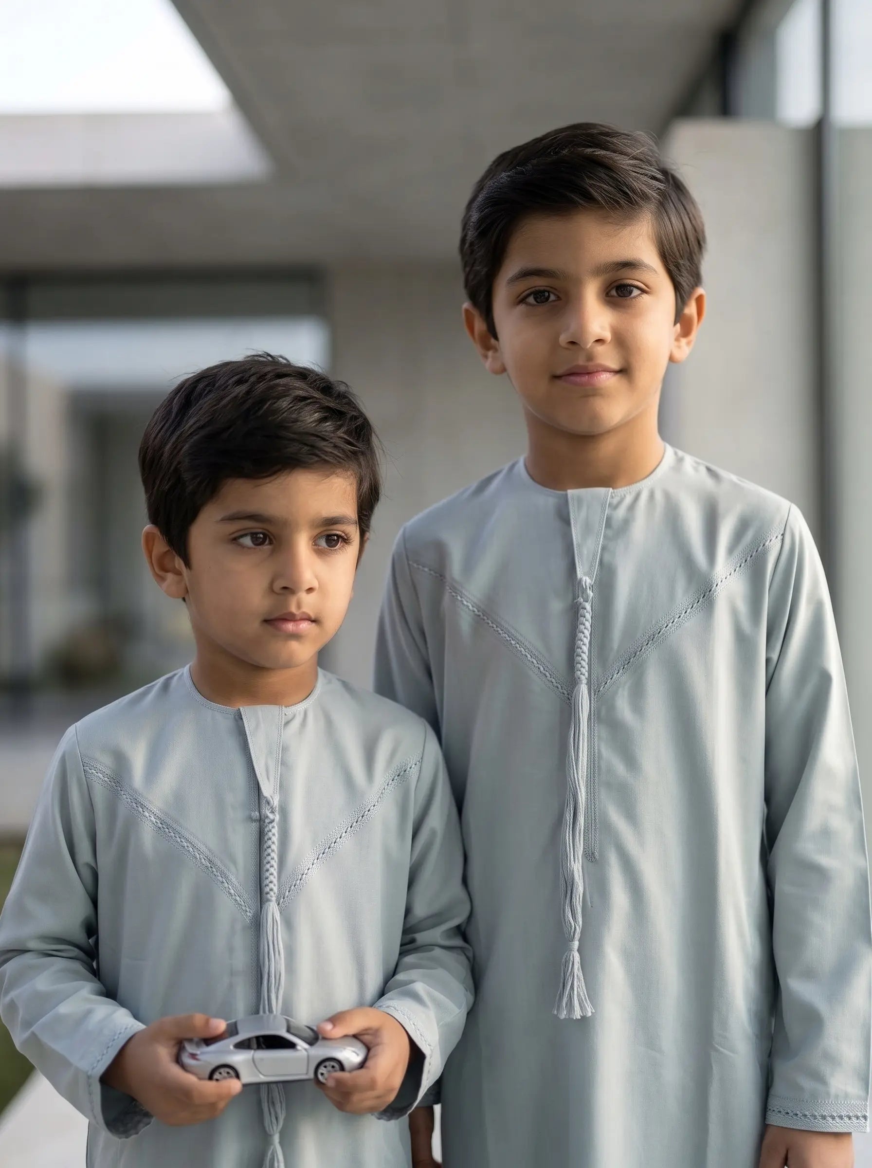 Elegant Ice Blue Emirati Thobe for Kids | Boys Jubba
