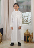 Boys' Cream Thobe – Mandarin Collar Jubba