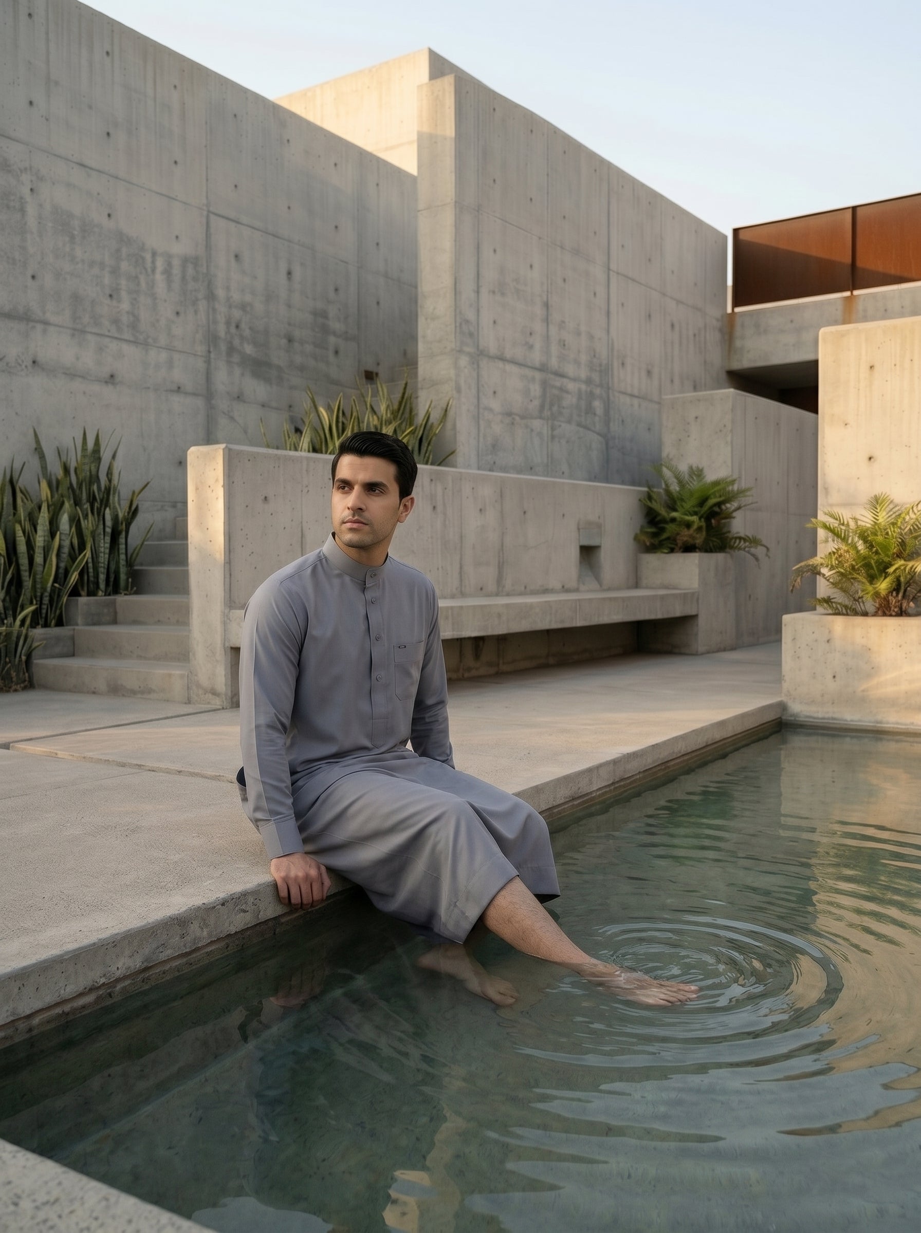 Exclusive grey jubba for men. Elevate your modest fashion wardrobe with this premium men's grey thobe, the ultimate Eid ul Adha outfit. As the leading Islamic clothing store in Chicago USA, The Topi Wala provides tailored Sunnah wear, comfortable Islamic menswear, and modern Muslim apparel. Buy high-quality grey thobes, traditional jubbahs, and premium Islamic garments for men online. Enjoy free shipping across America or visit our Glendale Heights IL warehouse for the best men's modest fashion.