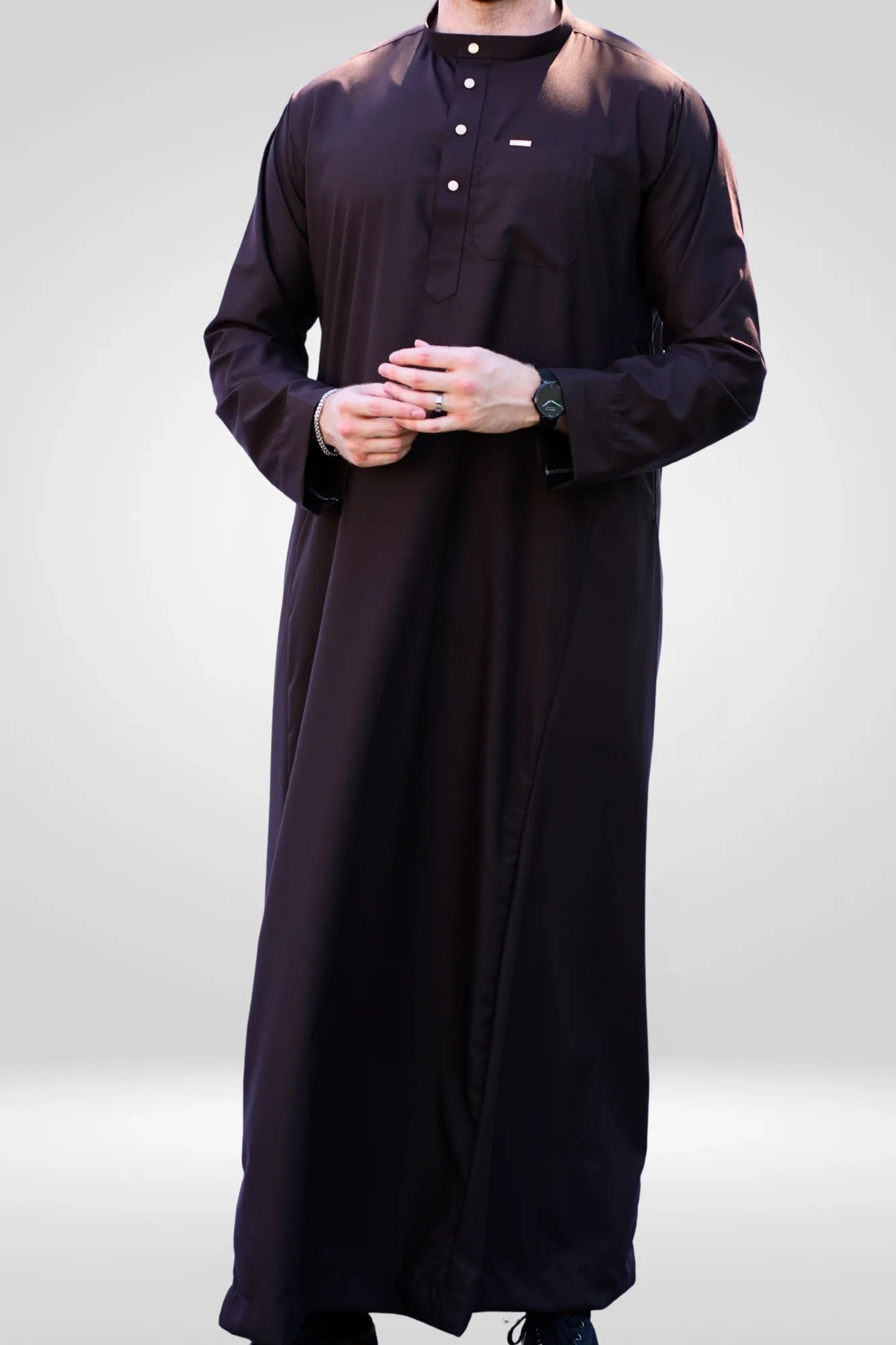 Essential Brown Islamic Attire, Full-Length Thobe, Washington.