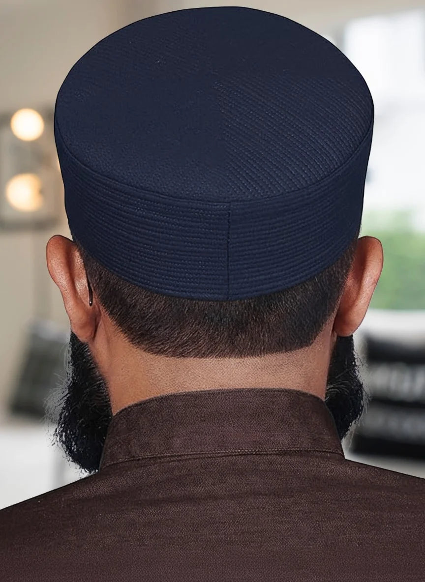 Macro shot of the premium fabric texture and durable build of the Islamic headwear