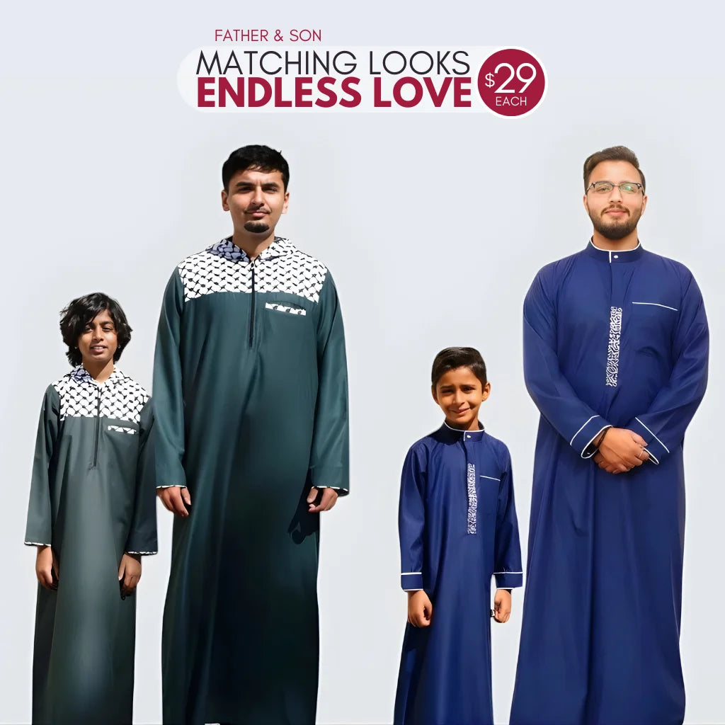 The Topi Wala Father & Son matching thobes sale, $29 each