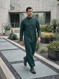 Men's Forest Green Minimalist Thobe – Clean Everyday Cut
