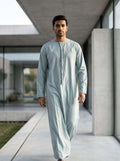Men's Ice Blue Emirati Thobe – Tailored Jubba