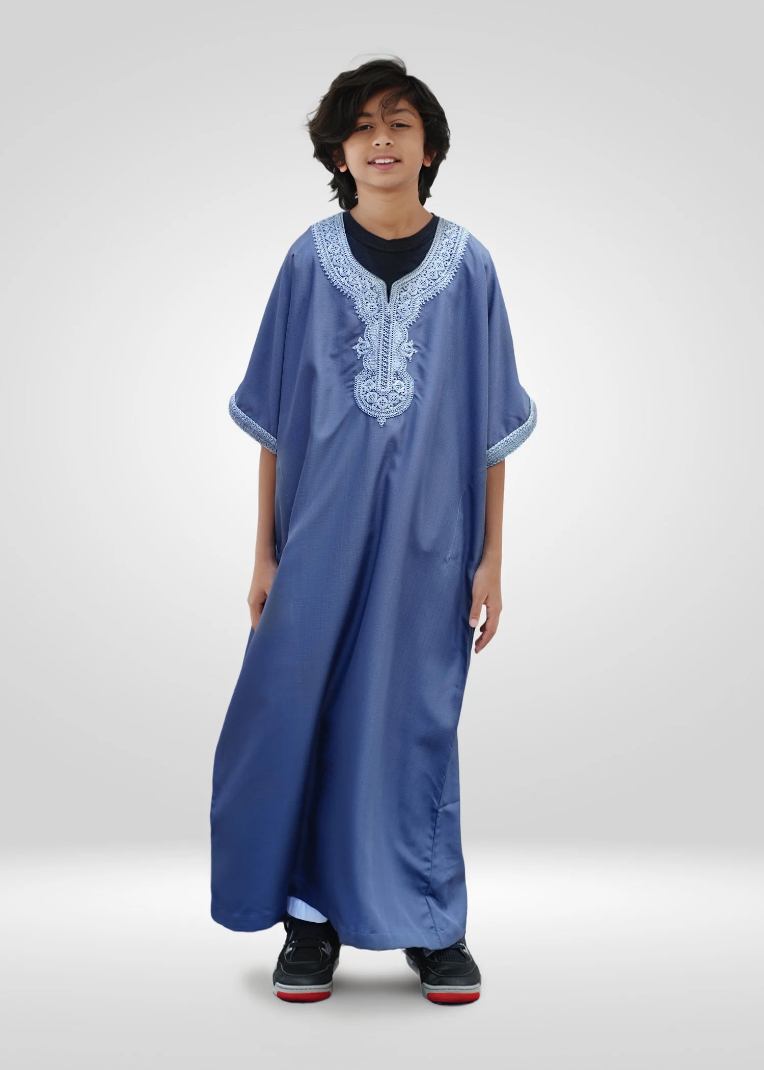 Kids Blue Moroccan Thobe, Essential Father-Son Matching, Chicago US Market.