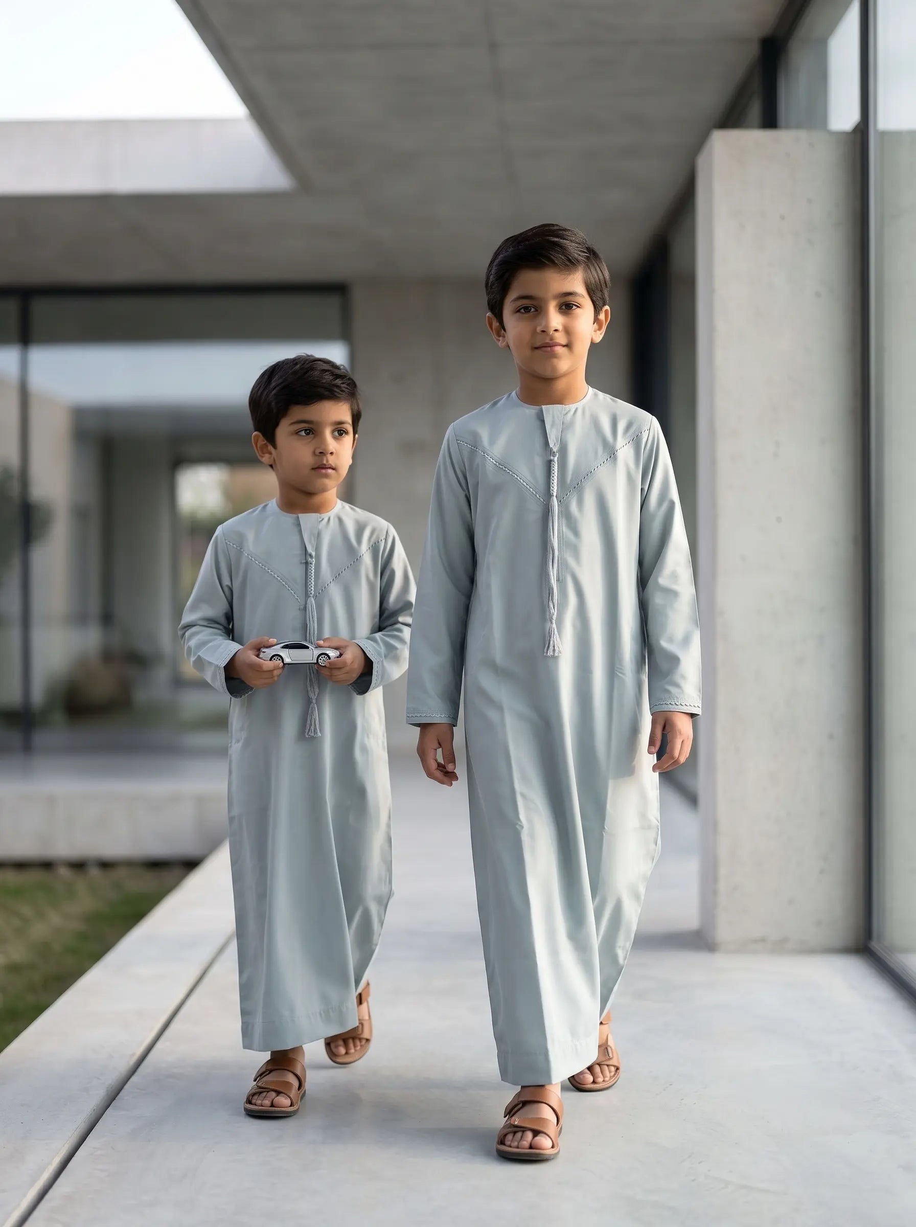 Elegant Ice Blue Emirati Thobe for Kids | Boys Jubba