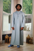 Men's Light Blue Thobe – Everyday Mandarin Collar