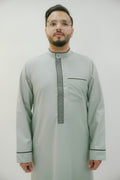 Men's Light Green Thobe – Embroidered Collar