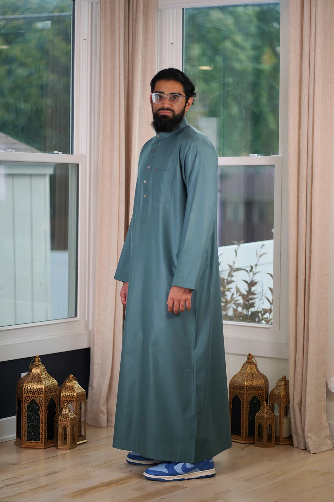 Long Sleeve Cuff Detail, Relaxed Fit, Superior Quality Slate Green.